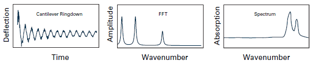 Diagrams of the cantilever ringdown, FFT, and spectrum for conventional AFM-IR operation