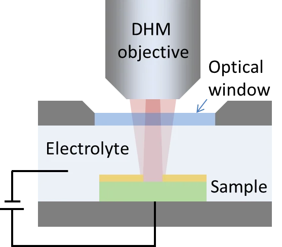 Schematic setup of in situ etching monitoring through optical window by DHM®