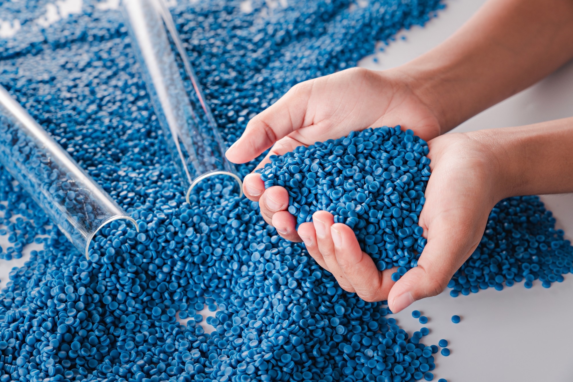 A picture of plastic ploymer granules