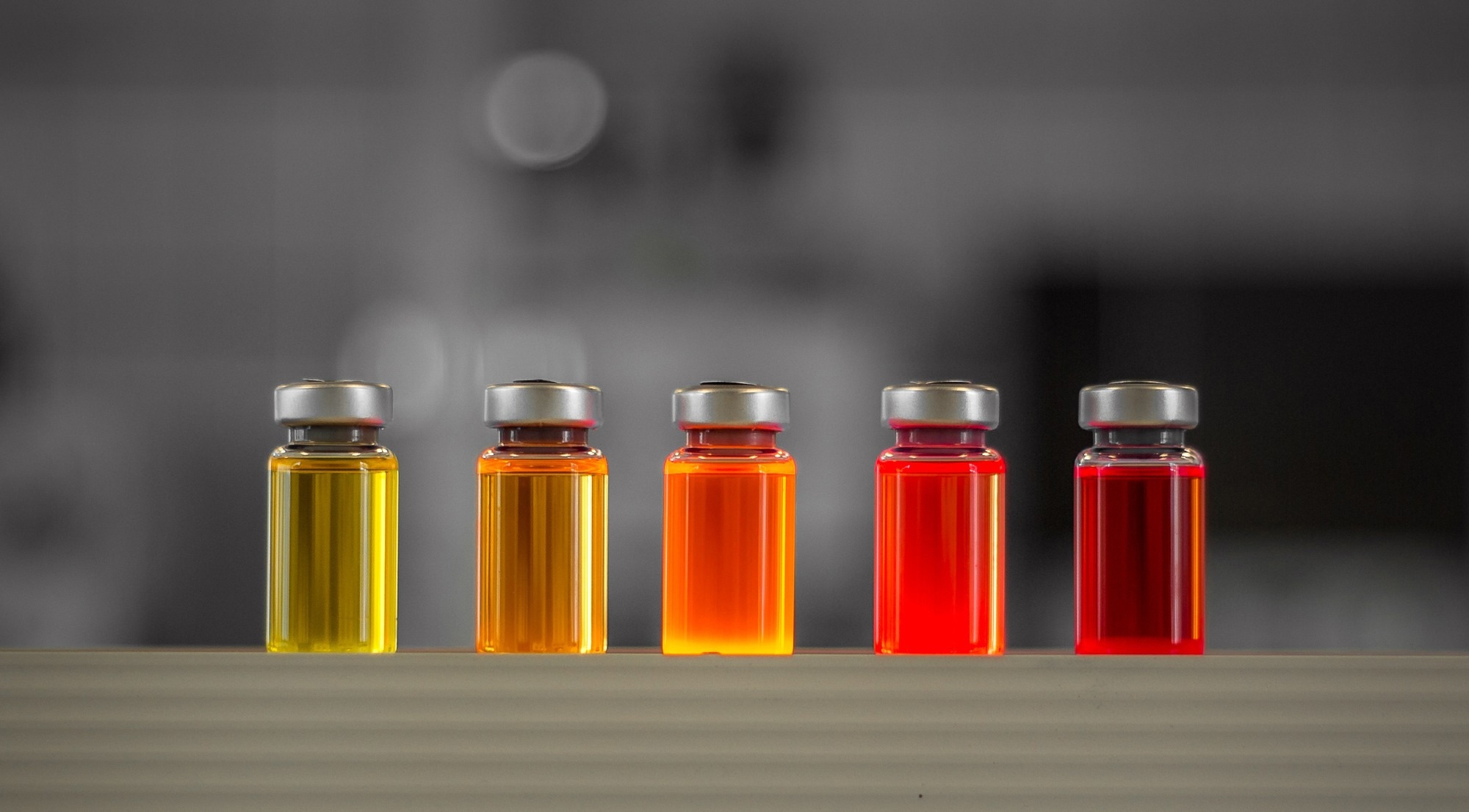 Sample vials of quantum dots.