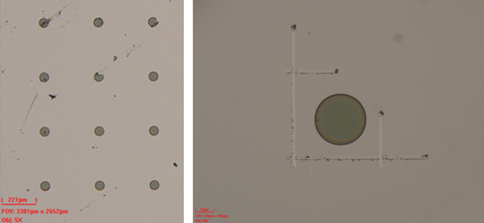 Repeating memory pattern (left) with an individual structure marked for further analysis (right)