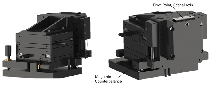 Rearward and forward facing, oblique view of F-141 PINovAlign42 Robotic Photonics Aligner.