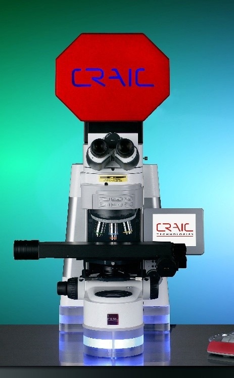 The 2030PV PRO™ UV-VIS-NIR microspectrophotometer from CRAIC Technologies. This instrument can be configured for transmission, reflectance, photoluminescence, and Raman spectroscopy and imaging.