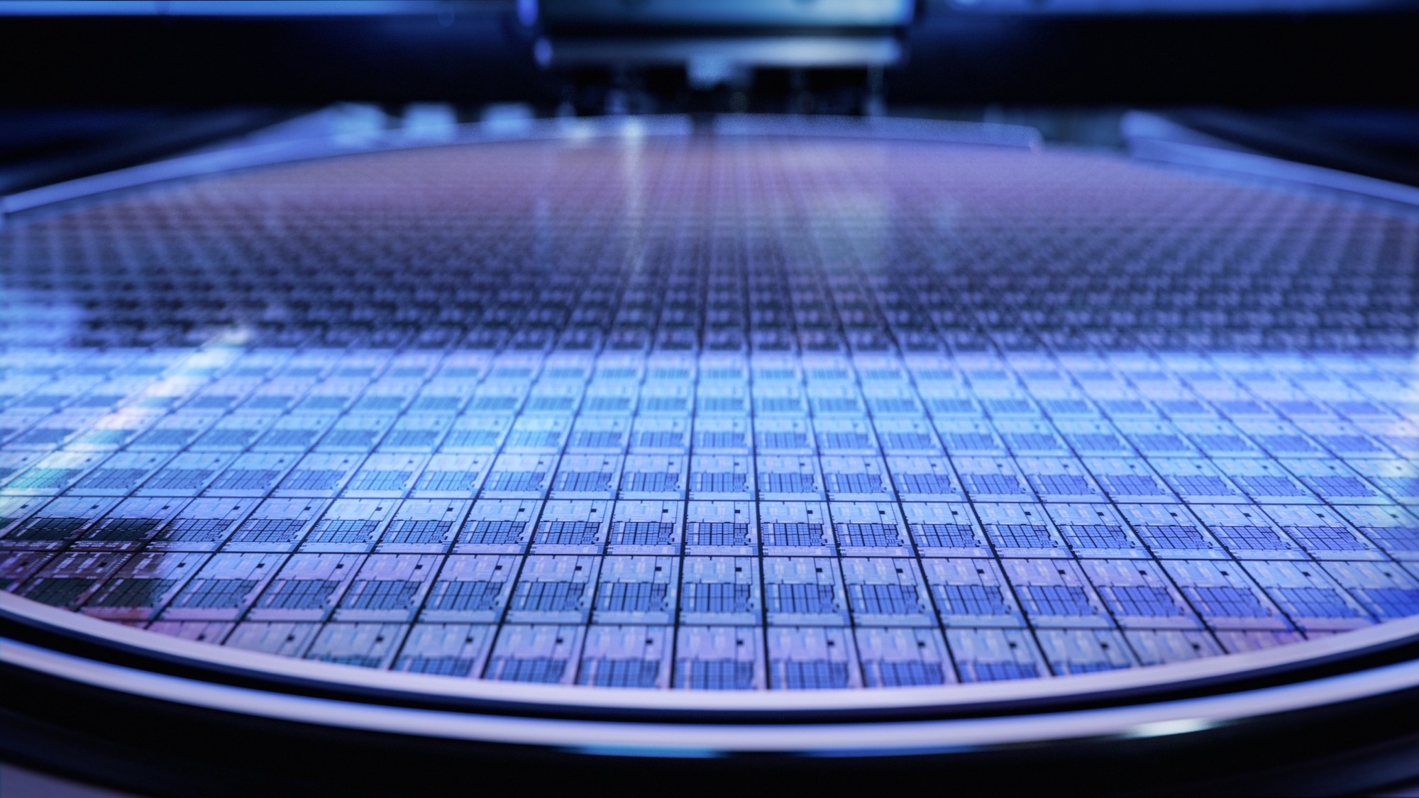 Macro Shot of a Silicon Wafer during Semiconductor and Computer Chip Manufacturing.
