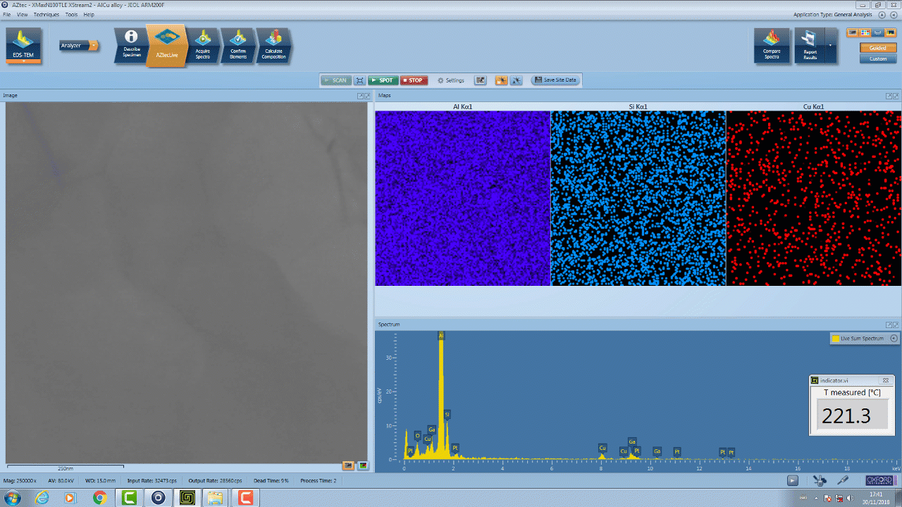 FIB lamella showing Al2Cu precipitation and annealing when heated from 0 - 450°C. (Sequence sped up 20x)
