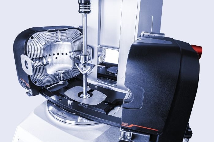 The inside of the MCR 703 MultiDrive rheometer equipment.