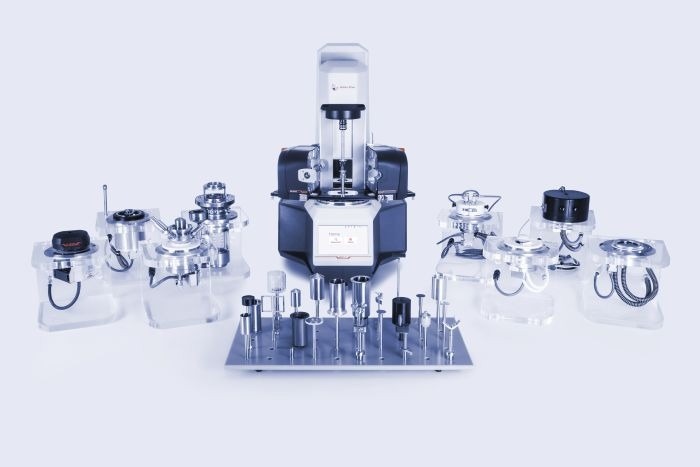 The MCR 703 MultiDrive rheometer equipment and accessories.