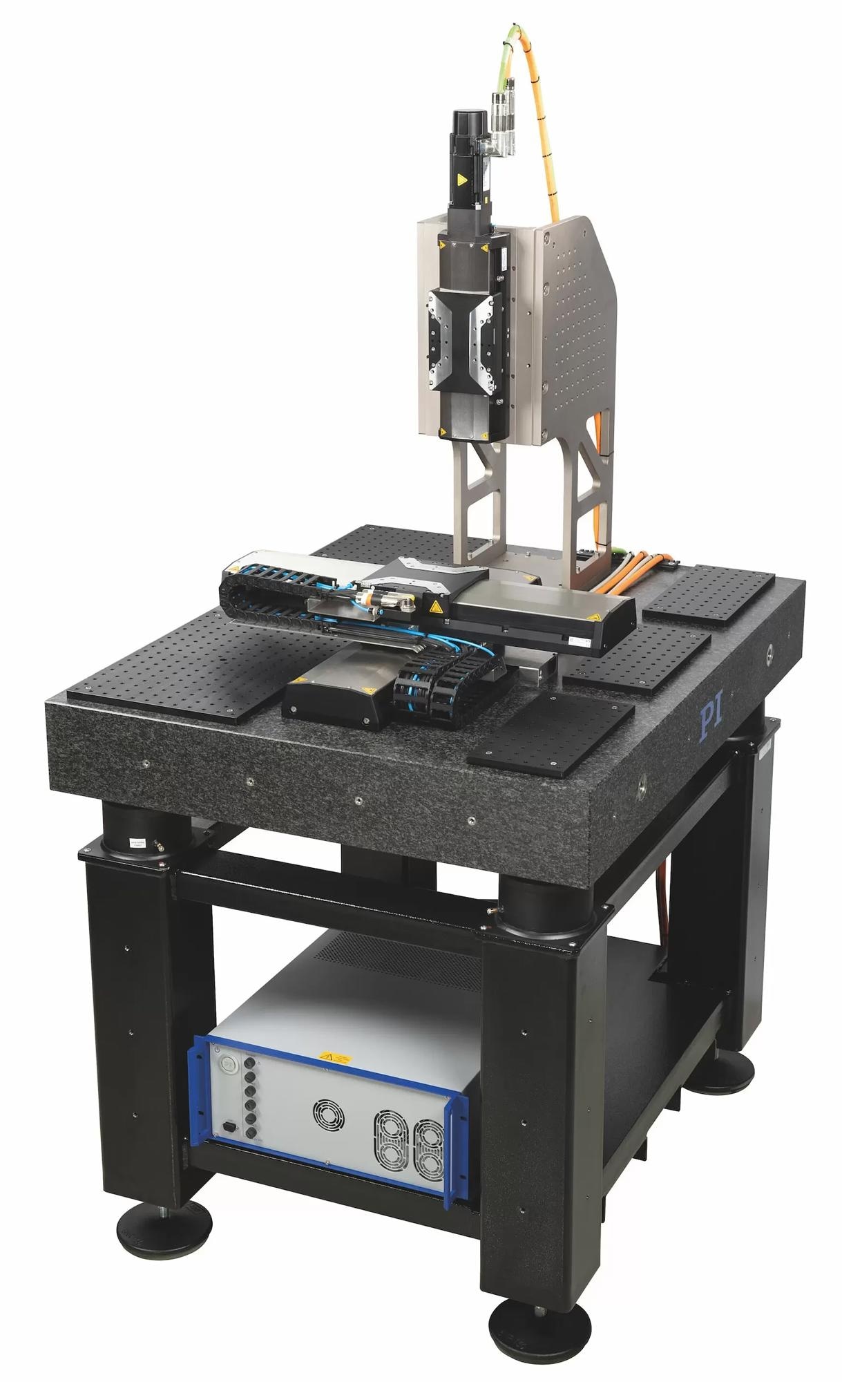 X-417.2xx with accessories: XYZ system on granite plate, G-901 3-axis controller; X-417.Z02 breadboard set, X-417.Z01 base frame.
