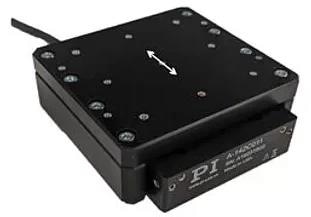 The A-142 single-axis air bearing linear slide is the basis for the XYZ nanopositioning stages. This miniature linear nanopositioning stage boasts a number of highly competitive specifications: 10 mm travel range, 3 kg load capacity, 450 mm/sec max velocity, and up to 2 g acceleration. It features an integrated frictionless, direct-drive voice-coil linear motor and a linear encoder.