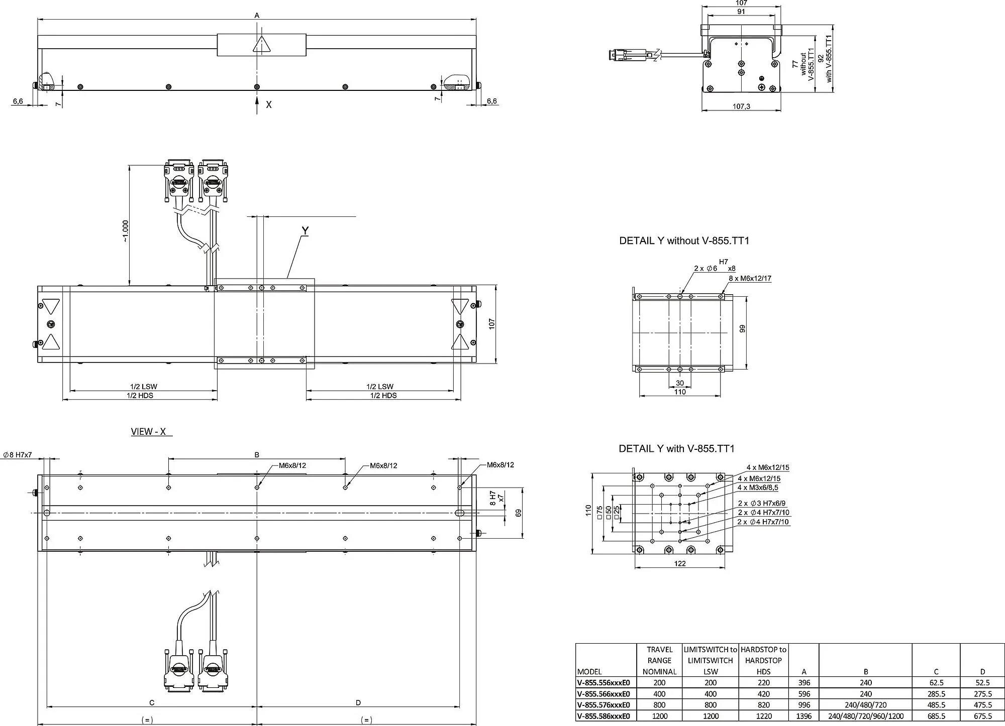V-855, dimensions in mm.