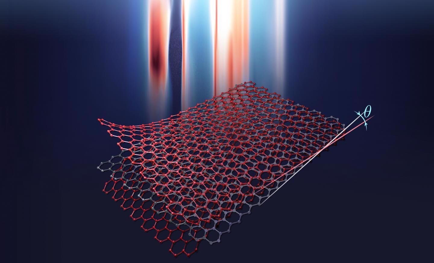 Artist rendition of twisted trilayer graphene.