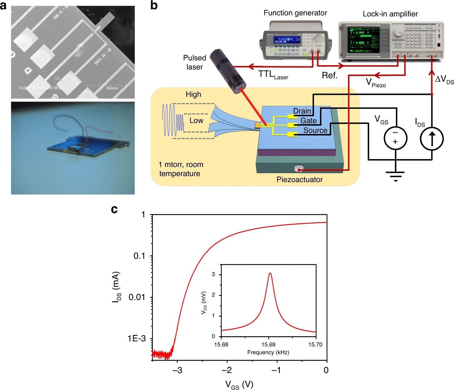 Experimental setup and characterization of GaN microcantilevers.