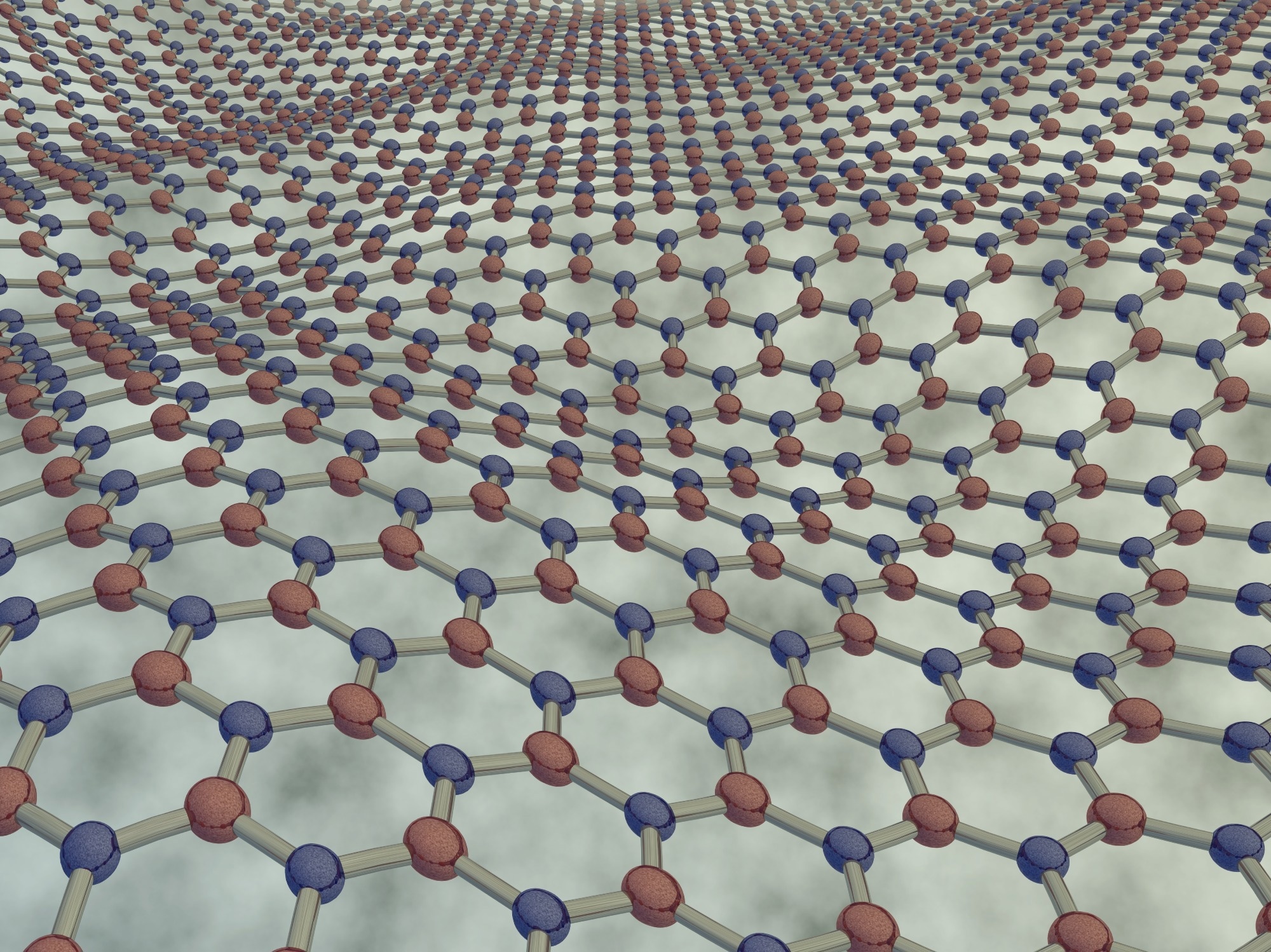 3d render of flexible sheet of hexagonal Boron Nitride