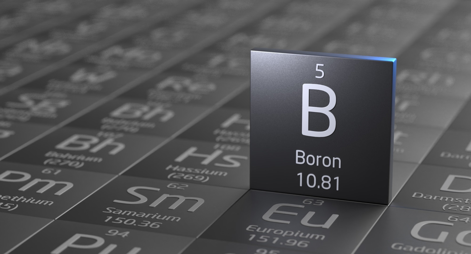 Boron element periodic table, 3d illustration