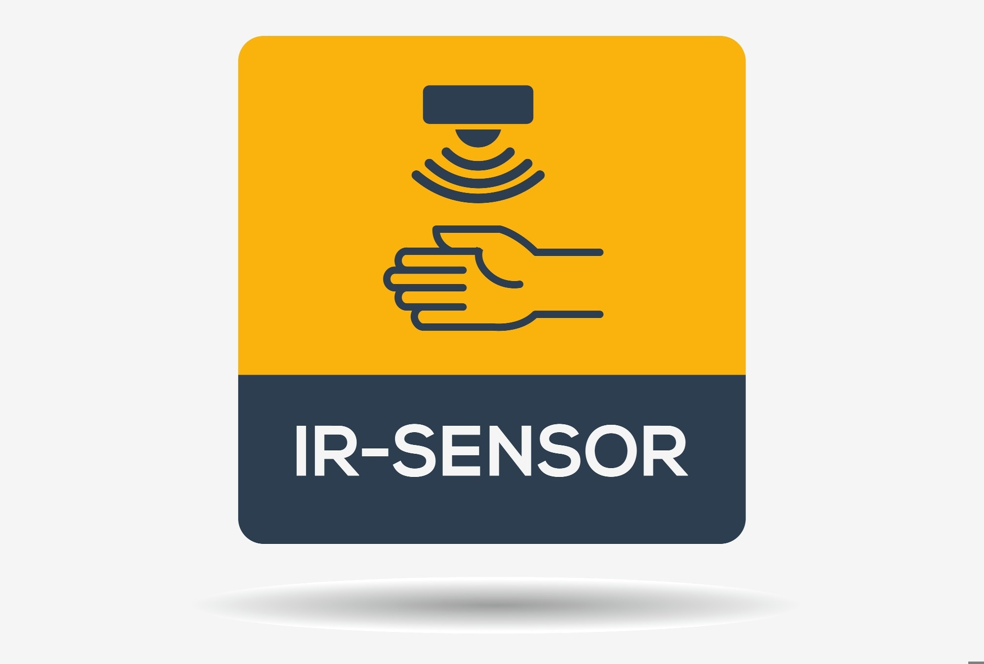 Vector illustration of an IR sensor detecting a hand, representing infrared sensing technology.