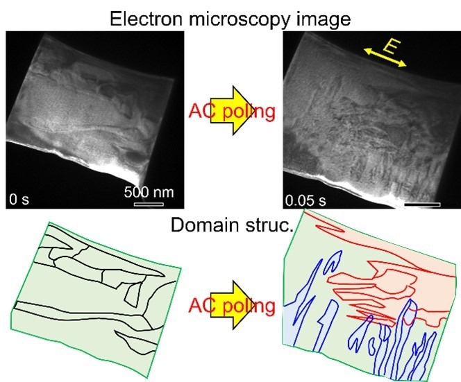 Change of domain structure by AC poling