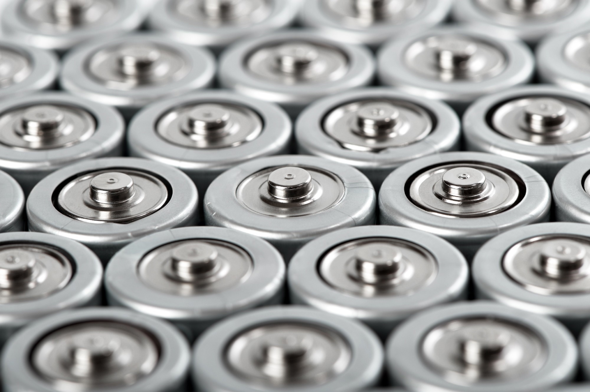 cylindrical batteries set close-up view from above