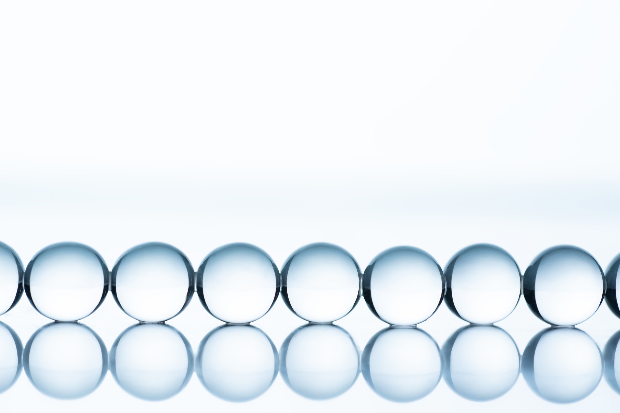 Hydrogel bubbles against a white background