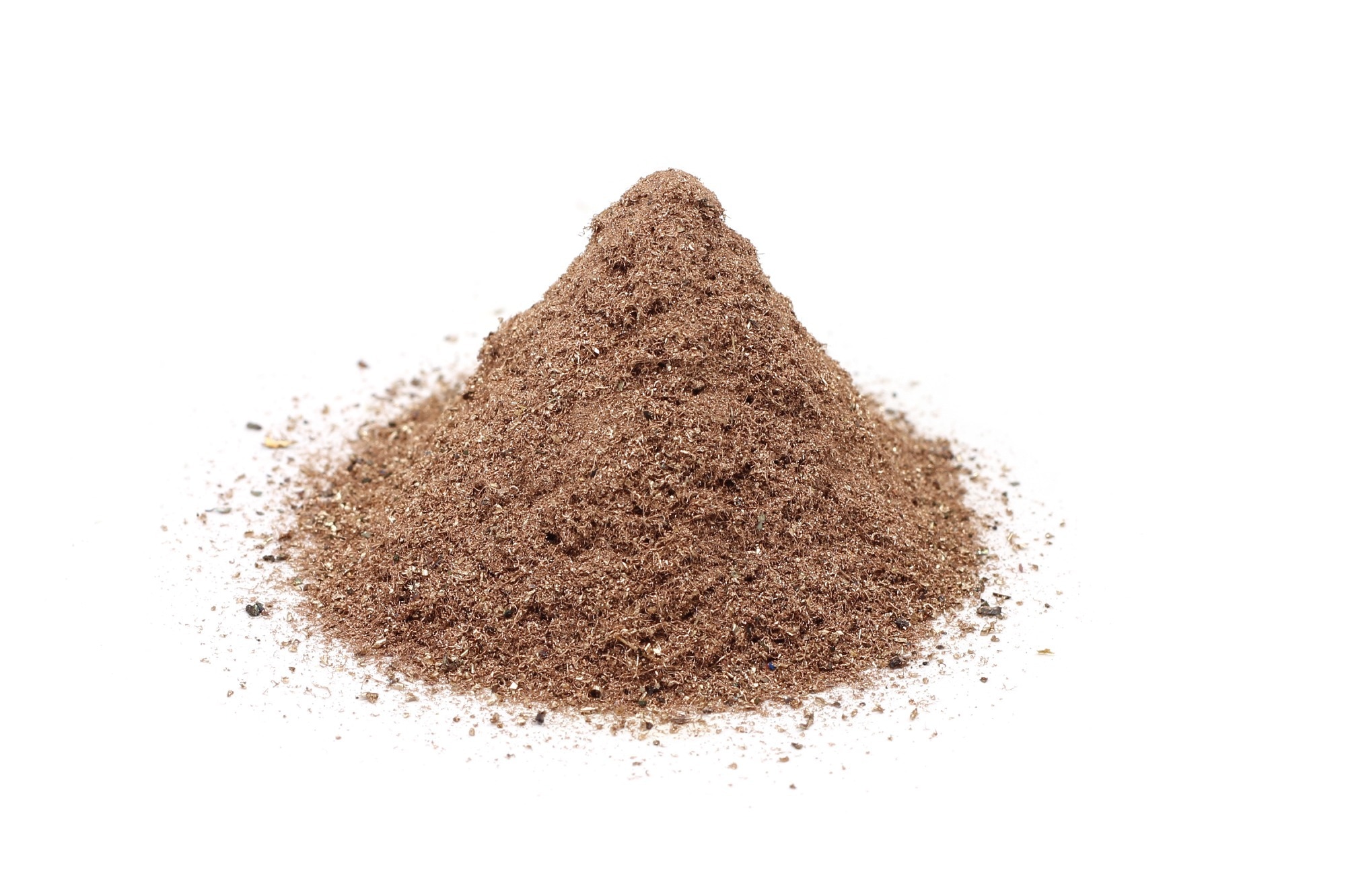 A pile of copper powder on white background, to represent copper nanoparticles. *Not attempting to replicate scale.
