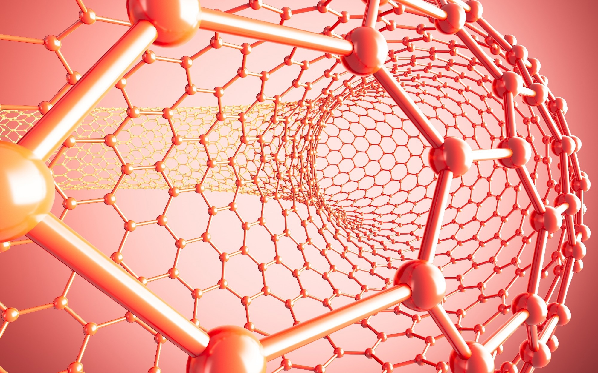 3D vector illustration of a nanotube with graphene like walls.