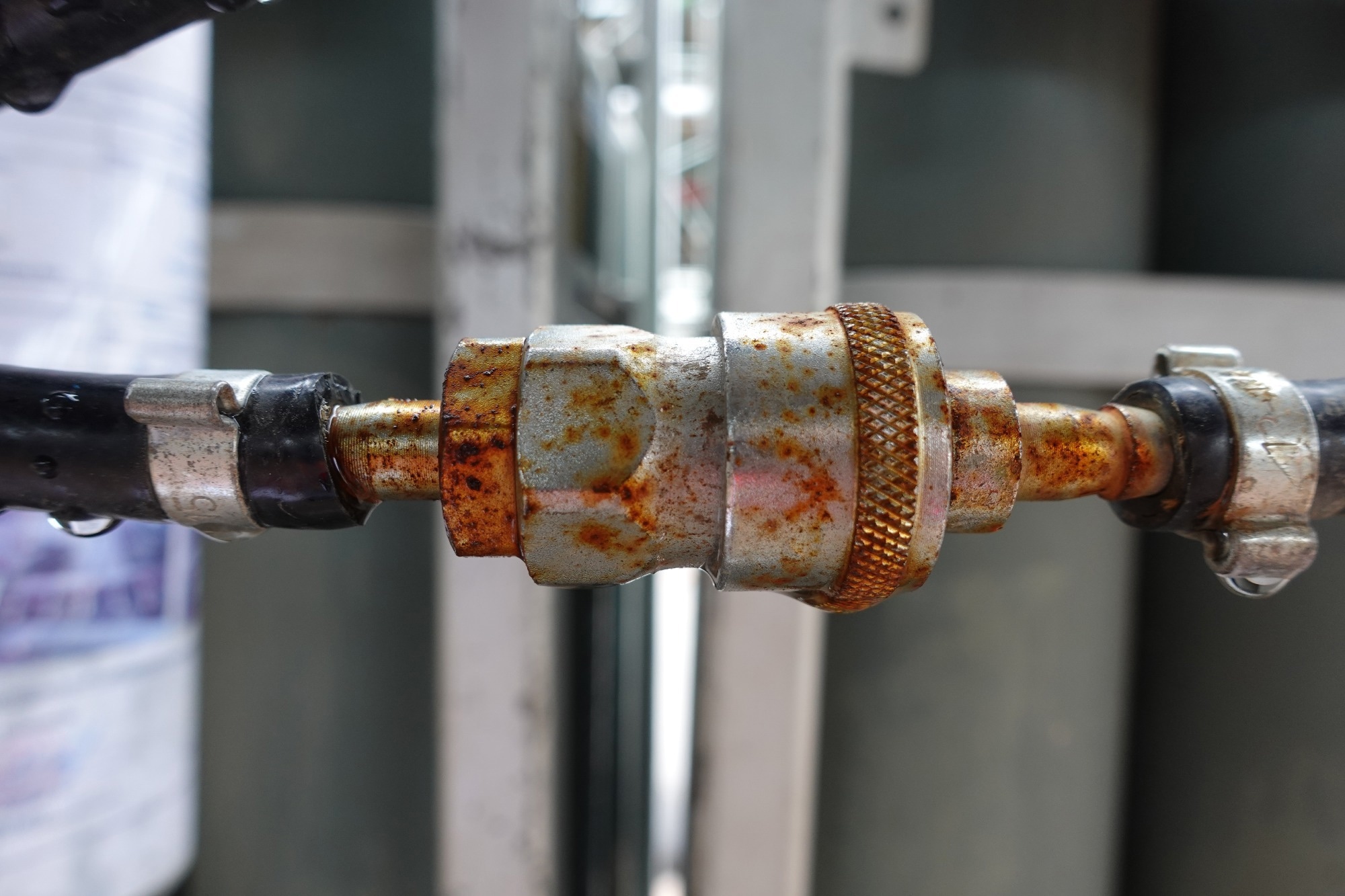 Steel attachment in water system corroding.