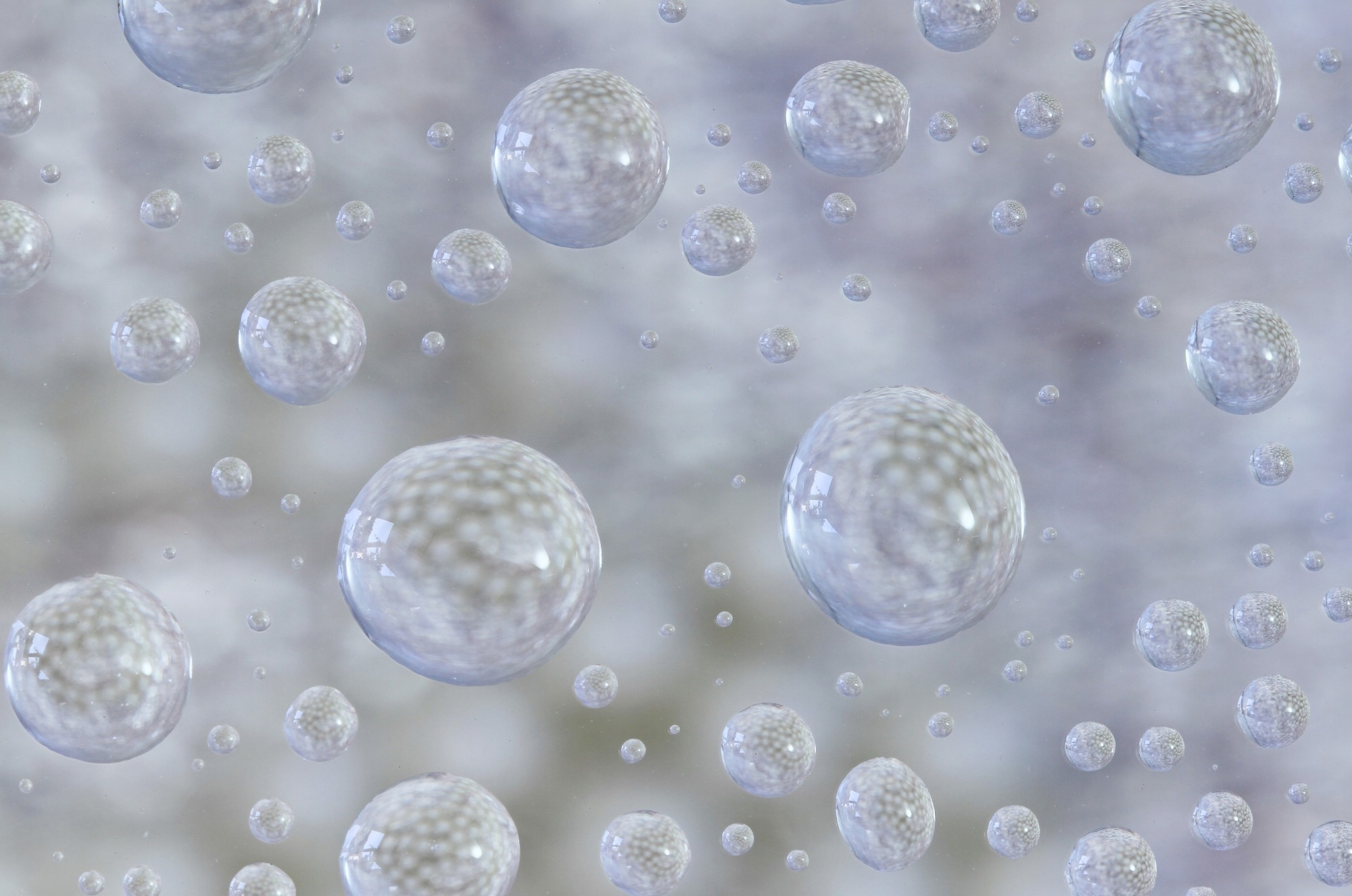 Liquid bubbles, illustration to imply nanobubbles.