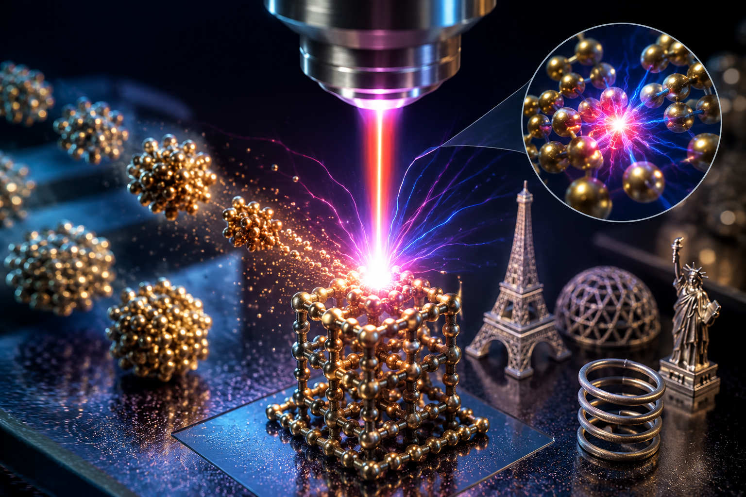 Paper: 3D nanoprinting of metals by spatiotemporally confined hot electrons via multiple-electron excitations in nanocrystals. Image credit: AI-generated image created using ChatGPT/OpenAI