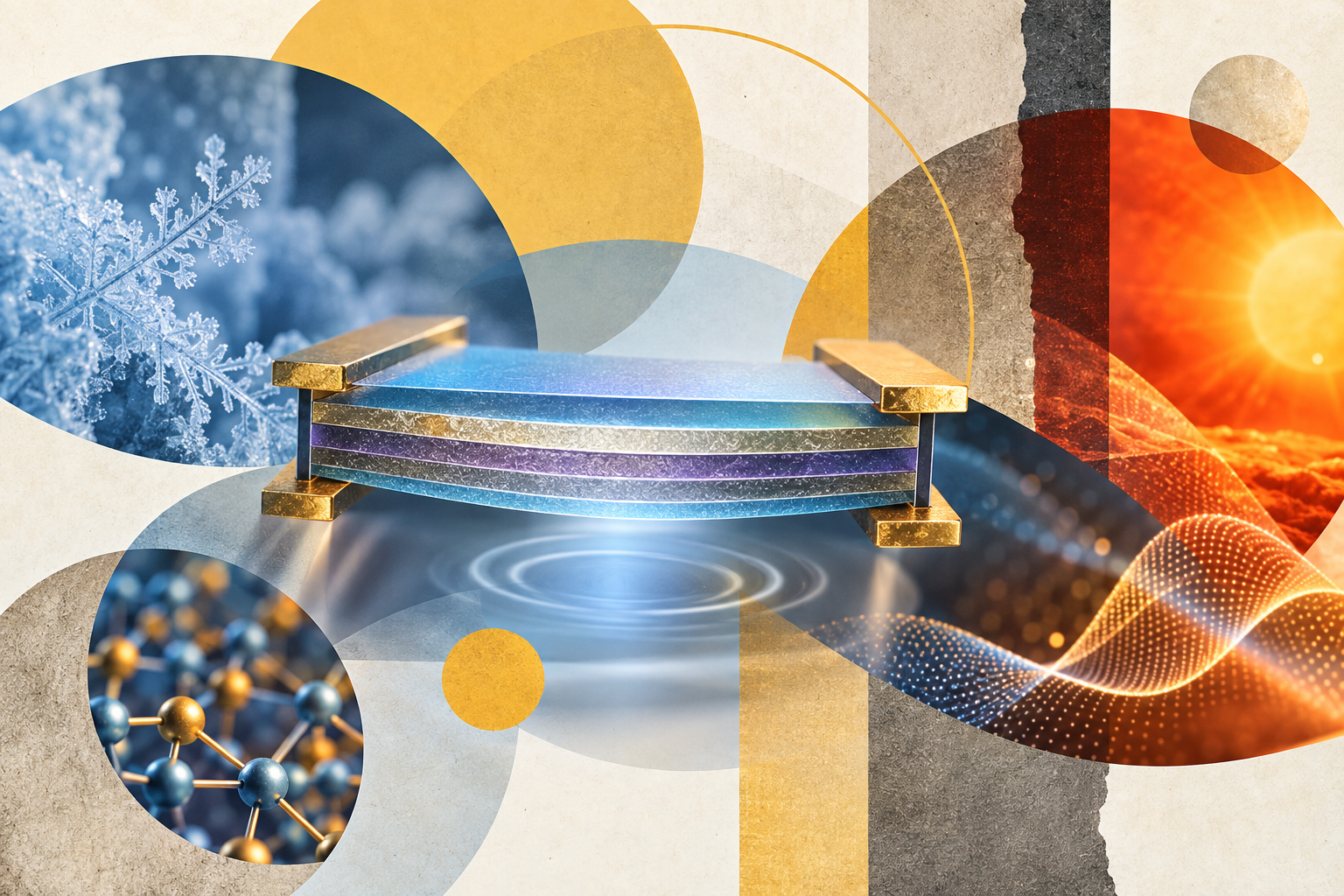 Paper: Temperature-insensitive nanomechanical resonators in CMOS oxides. AI-generated abstract conceptual image created using ChatGPT/OpenAI