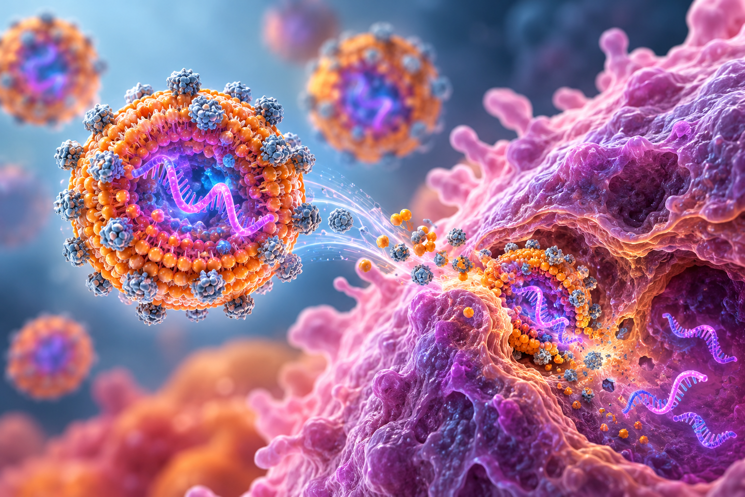Paper: Restoration of p53 function via hybrid strontium sulfite nanoparticles modified LNP improves the antitumor efficacy in breast cancers. AI-generated abstract conceptual image created using ChatGPT/OpenAI