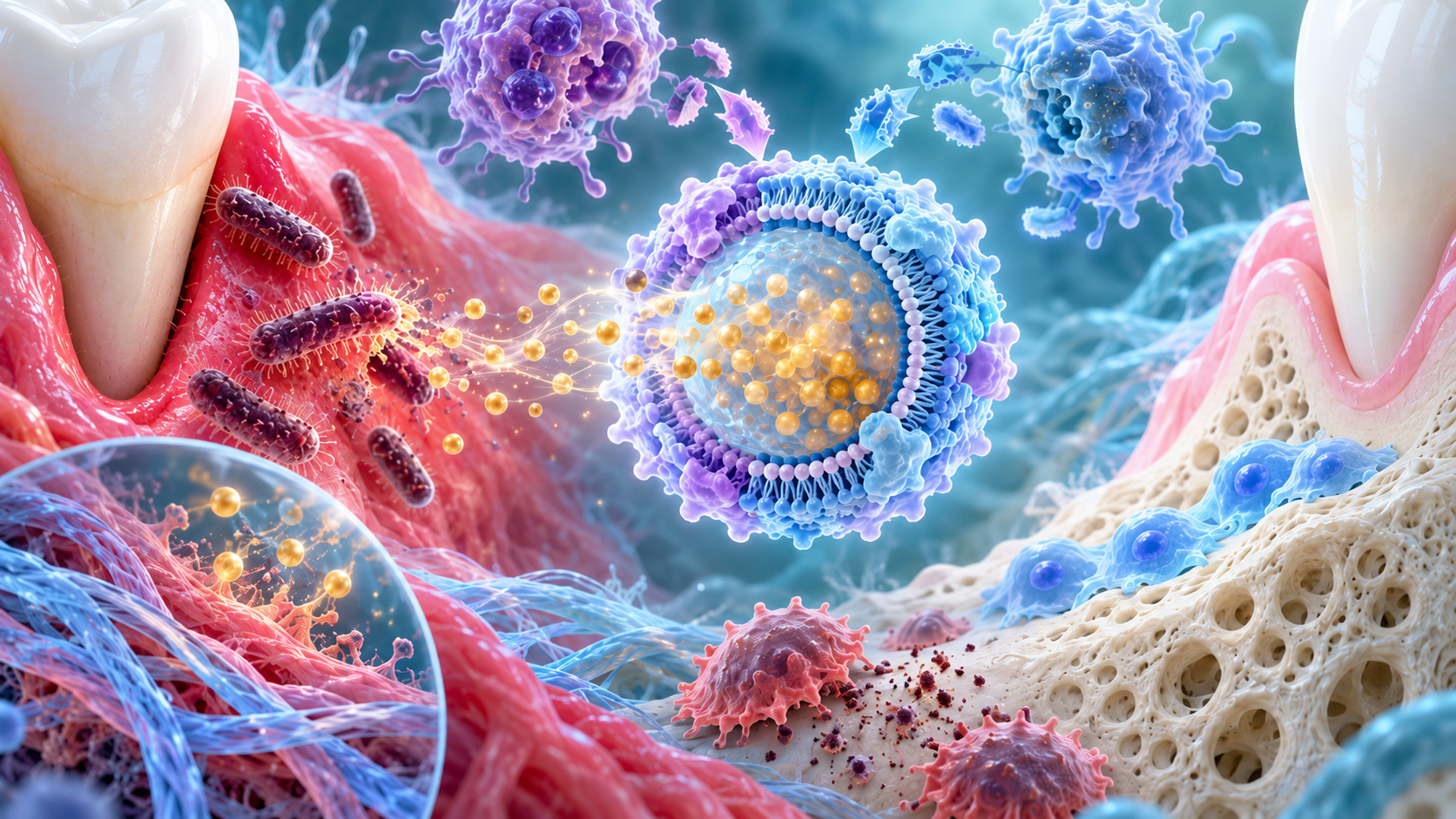 Hybrid Immune-Cell Nanoparticles Reduce Inflammation and Bone Loss in Periodontitis