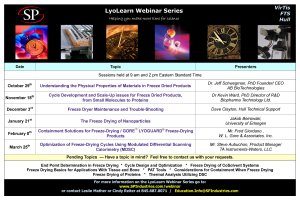 SP Industries Announces New Webinar 'Freeze Drying of Nanoparticles:  Fundamentals and Critical Factors'