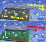 Viscosity of Water in Nanoscopic Channels Depends on Container's Material Properties