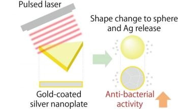 Gold-Coated Silver Nanoparticles Irradiated by Laser Pulse Found to be Antibacterial