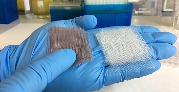 Combination of Nanotechnology and Photonics Improves the Performance of Medical Meshes for Surgical Implants