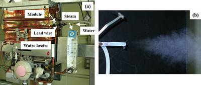 AZoNano - The A to Z of Nanotechnology - Pipe-type thermoelectric module installed onto a main-stop type water heater (a), and steam generation (b)