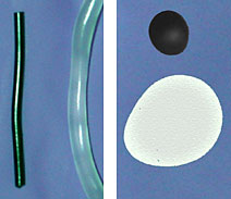 AZoM - Metals, Ceramics, Polymer and Composites : Carbon Nanotubes Improve Extrusion Rates and Eliminate Die Swell in Polypropylene - Two examples of how nanotube-filled polymers (thin rod in left photo; small disk in right photo) avoid swelling seen in traditional polymers.