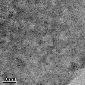 AZoNano - The A to Z of Nanotechnology - Ultra fine platinum particles in the Platinum-alumina Cryogel. Platinum 5-wt%; black spots correspond to ultra fine platinum particles 1 nm in diameter